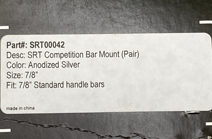 NEW GENUINE SRT SRT 00042 COMPETITION BAR MOUNT STANDARD 7/8 SILVER