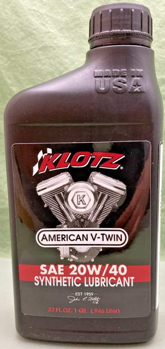NEW GENUINE KLOTZ KV-2040 AMERICAN V-TWIN SAE 20W/40 SYNTHETIC LUBRICANT, 32FL