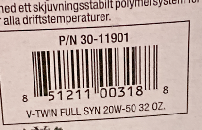 NEW GENUINE MAXIMA 30-11901 V-TWIN ENGINE OIL SAE 20W-50 SYNTHETIC, 1QT / 946ML