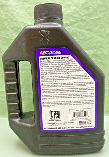 NEW MAXIMA 43901 HIGH PERFORMANCE GEAR OIL 80W-90 MINERAL FORMULA API GL-5