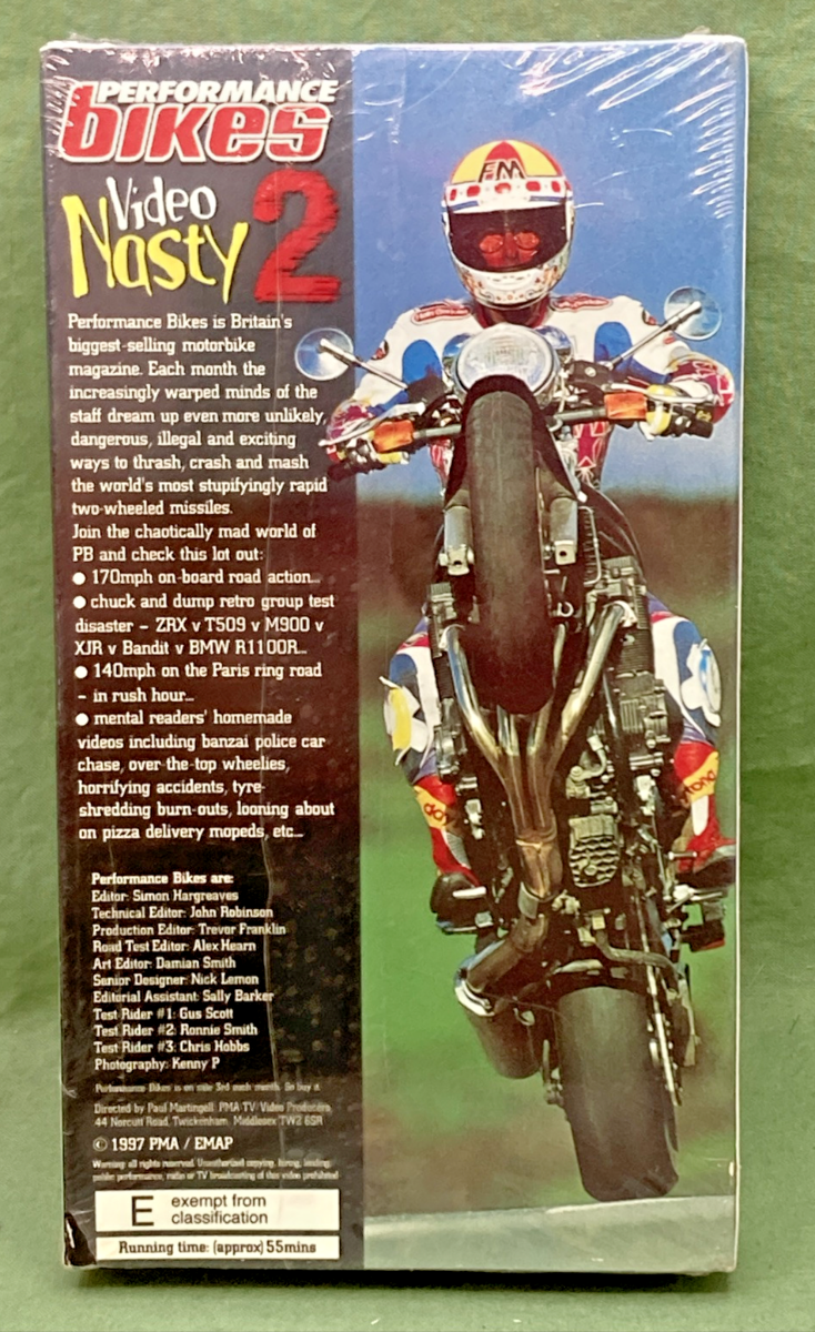 NEW GENUINE VIDEO NASTY 2 VHS BY PERFORMANCE BIKES