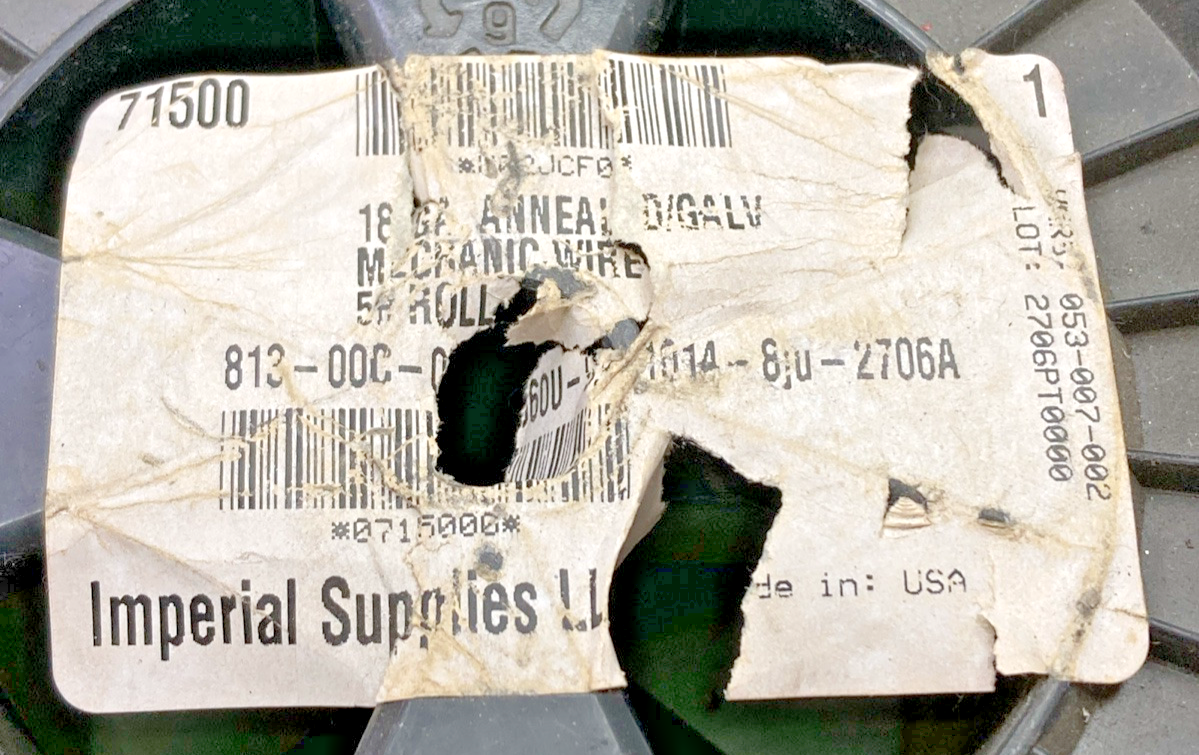 NEW GENUINE IMPERIAL SUPPLIES 71500 18 GA. ANNEALED MECHANICS WIRE 5# ROLL