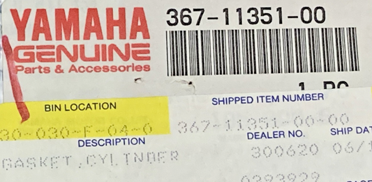 NEW GENUINE YAMAHA 367-11351-00 Gasket, Cylinder