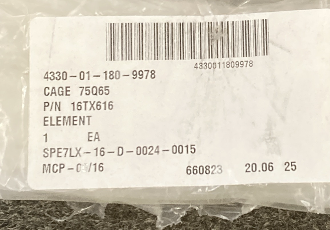 NEW GENUINE OSHKOSH 16TX616 HYDRAULIC FILTER ELEMENT