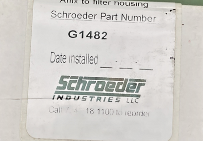NEW GENUINE SCHROEDER G1482 Hydraulic Fluid Filter