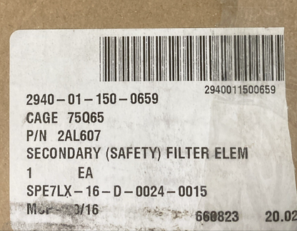 NEW GENUINE OSHKOSH 2AL607 SECONDARY SAFETY FILTER ELEMENT