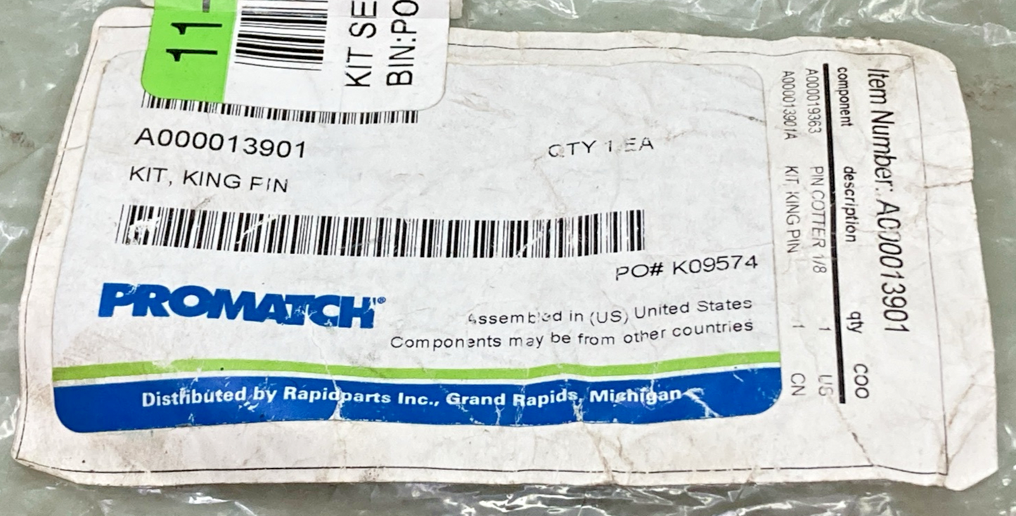 NEW GENUINE PROMATCH A000013901 KING PIN KIT INCOMPLETE KIT FOR CAT