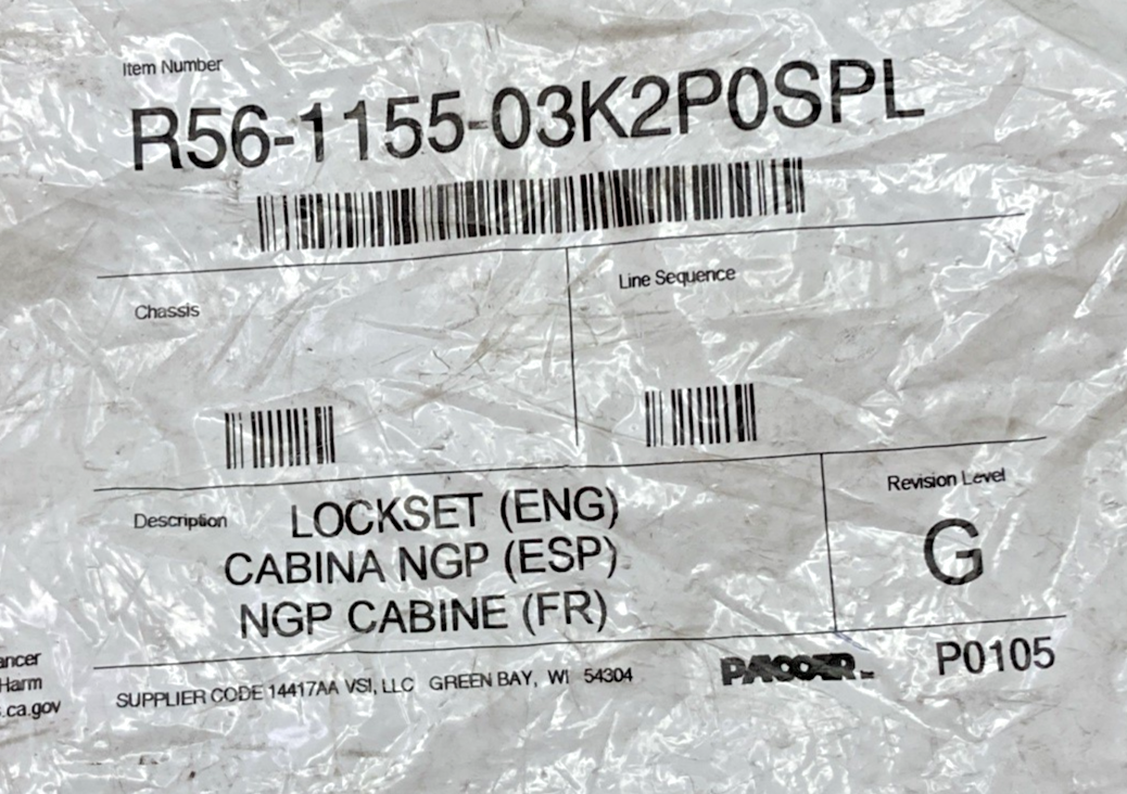 NEW GENUINE PACCAR R56-1158 LH EXTERIOR DOOR HANDLE