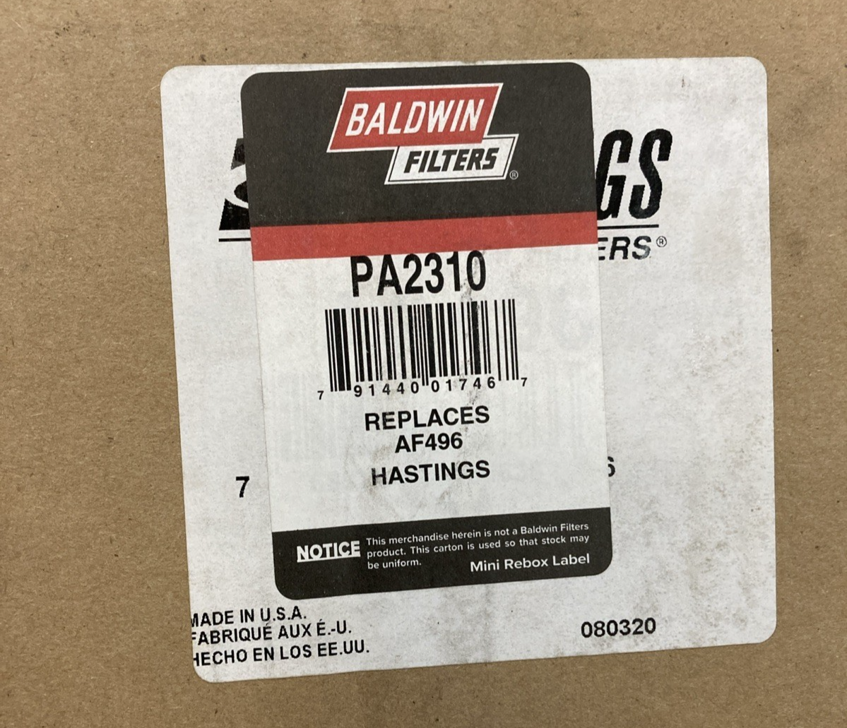 NEW GENUINE HASTINGS AF496 AIR FILTER BALDWIN PA2310