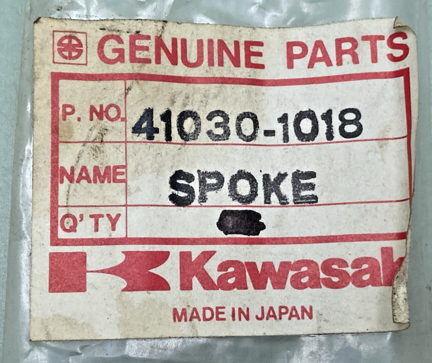 QTY 10 NEW GENUINE KAWASAKI 41030-1018 REAR OUTER SPOKE