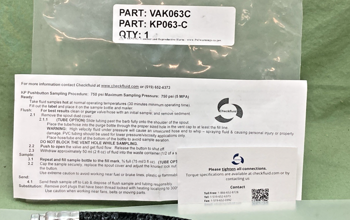 NEW GENUINE CHECKFLUID KP063-C KP PUSHBUTTON SAMPLING KIT
