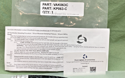 NEW GENUINE CHECKFLUID KP063-C KP PUSHBUTTON SAMPLING KIT