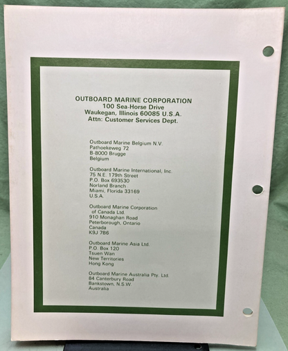NEW OMC 392067 ELECTRIC MODELS SERVICE MANUAL 1980