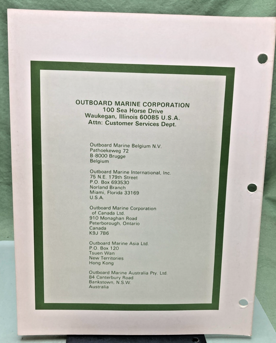 NEW OMC 392068 2 MODELS E2CRI J2CRI SERVICE MANUAL 1980