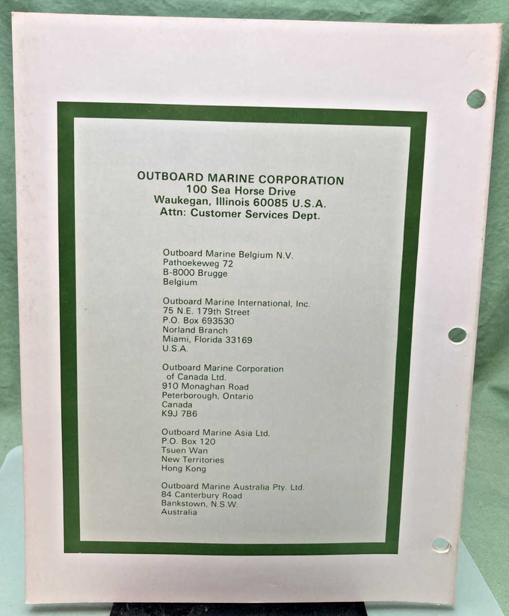 NEW OMC 392069 4 MODELS SERVICE MANUAL 1980