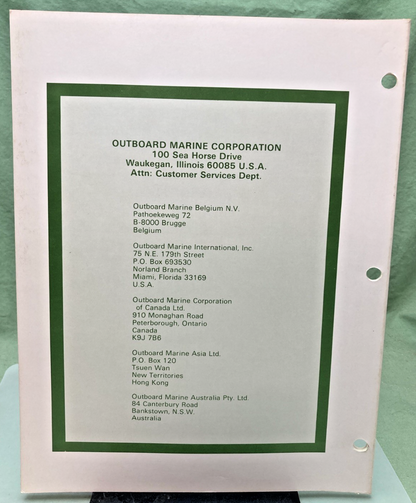 NEW OMC 392069 4 MODELS SERVICE MANUAL 1980