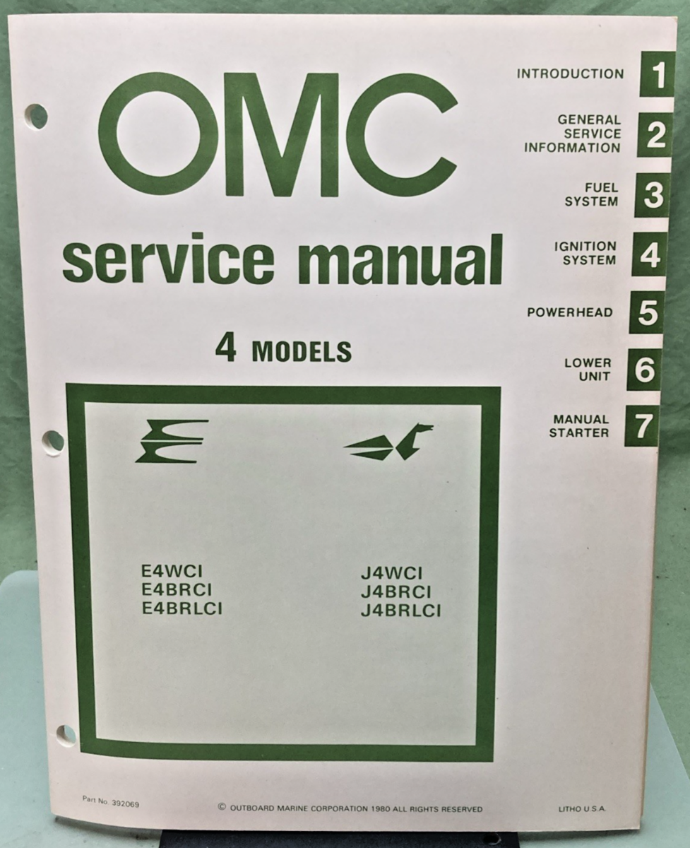 NEW OMC 392069 4 MODELS SERVICE MANUAL 1980