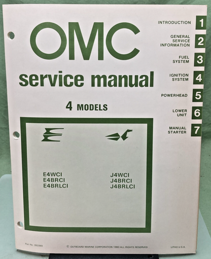 NEW OMC 392069 4 MODELS SERVICE MANUAL 1980