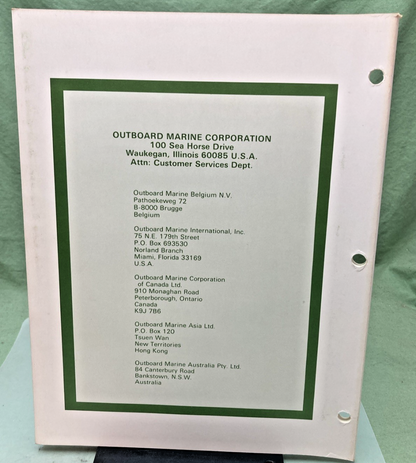 NEW OMC 392070 4.5/7.5 MODELS SERVICE MANUAL 1980