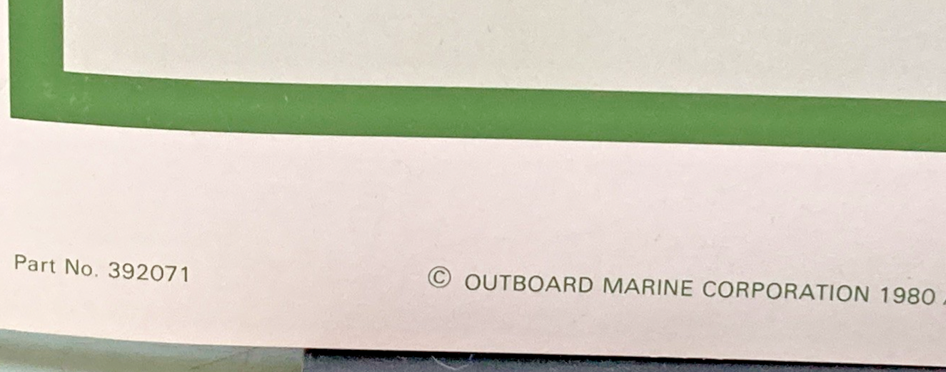 NEW OMC 392071 9.9/15 MODELS SERVICE MANUAL 1980