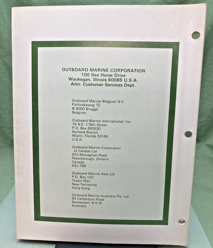 NEW OMC 392073 50/55/60 MODELS SERVICE MANUAL 1980