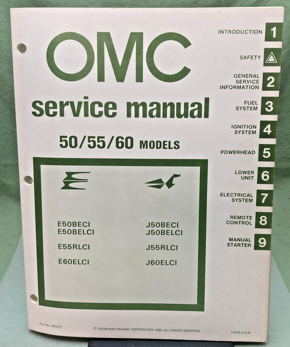 NEW OMC 392073 50/55/60 MODELS SERVICE MANUAL 1980