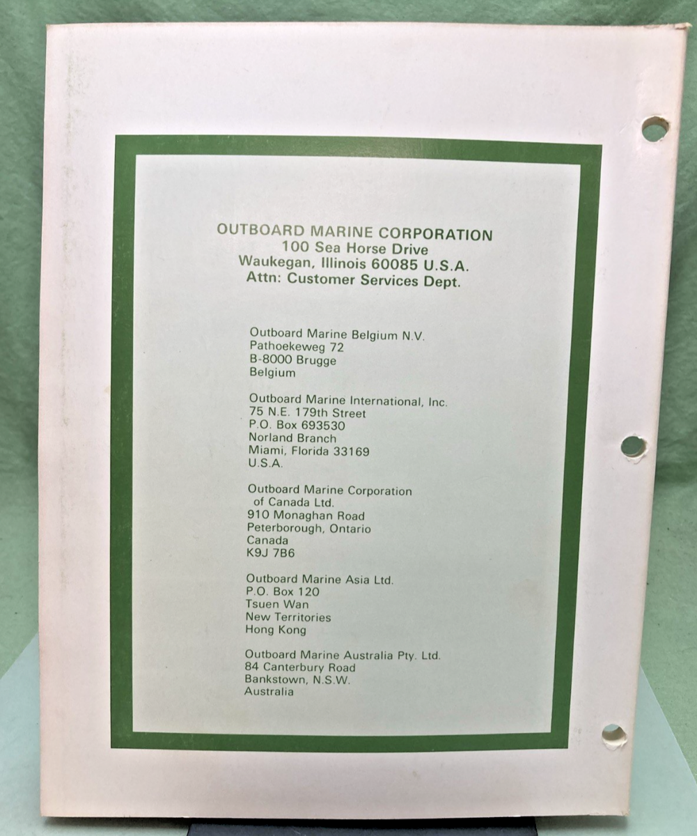NEW OMC 392074 70/75 MODELS SERVICE MANUAL 1980