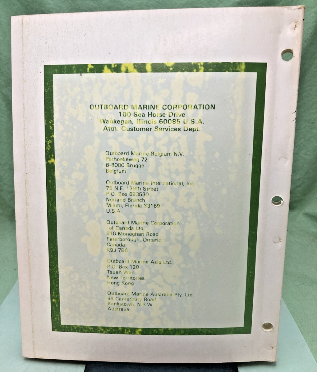 NEW OMC 392075 V-4 MODELS SERVICE MANUAL 1980