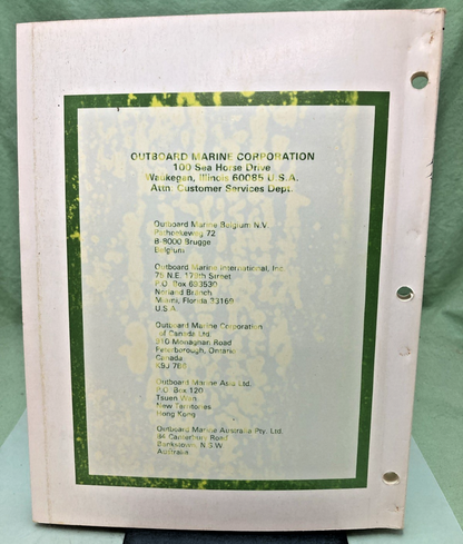 NEW OMC 392075 V-4 MODELS SERVICE MANUAL 1980