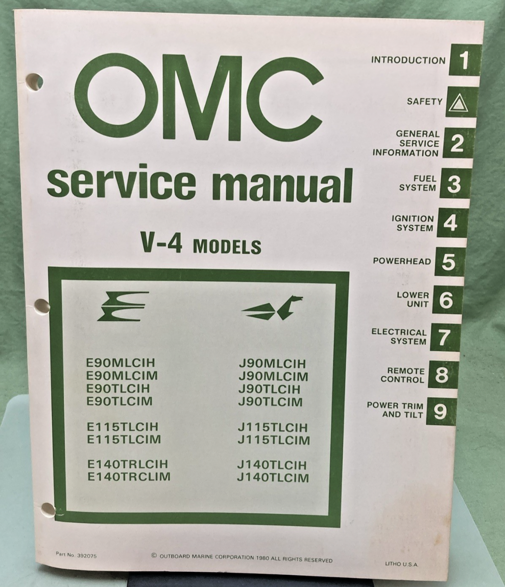NEW OMC 392075 V-4 MODELS SERVICE MANUAL 1980