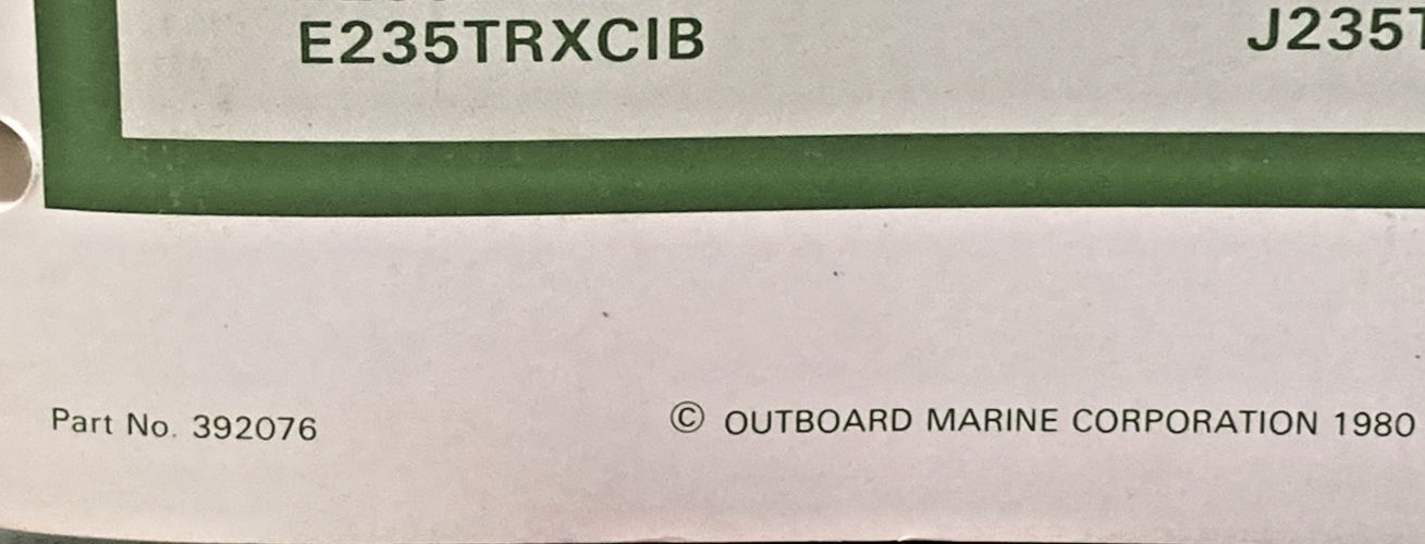 NEW OMC 392076 V-6 MODELS SERVICE MANUAL 1980