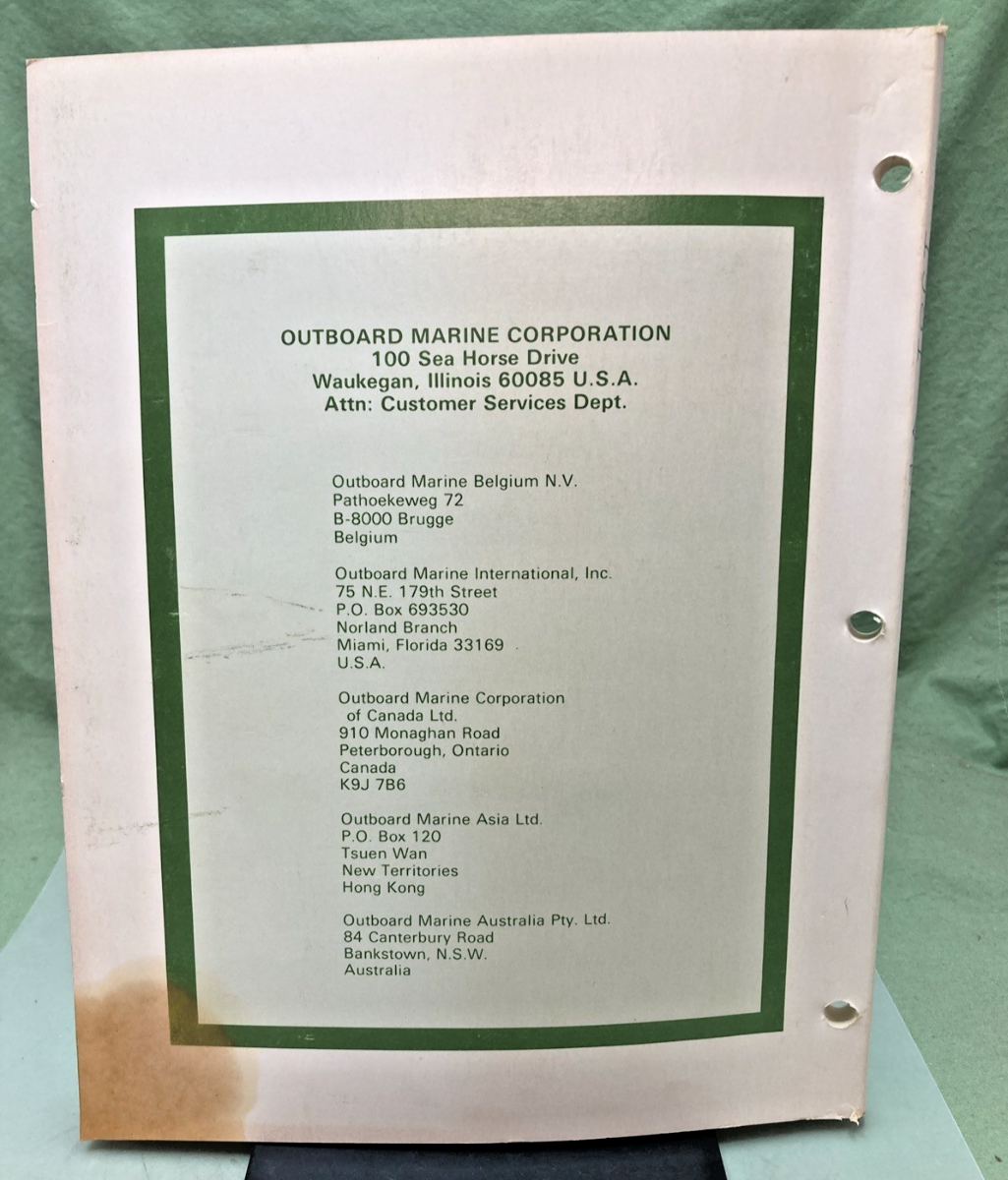 NEW OMC 392076 V-6 MODELS SERVICE MANUAL 1980