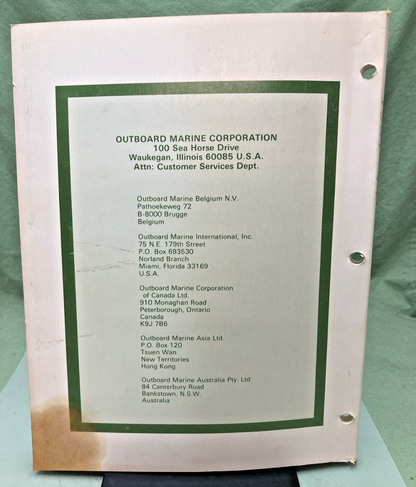 NEW OMC 392076 V-6 MODELS SERVICE MANUAL 1980