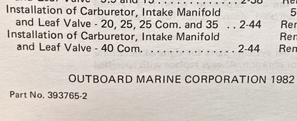 GENUINE OMC 393765-2 SECTION TWO 2 THRU V-6 MODELS SERVICE MANUAL 1982