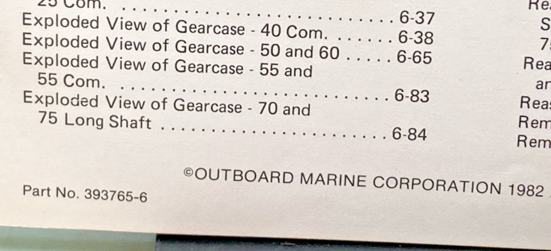 NEW GENUINE OMC 393765-6 SECTION SIX 2 THRU V-6 MODELS SERVICE MANUAL 1982