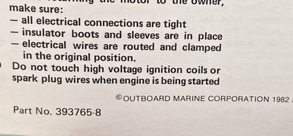 NEW GENUINE OMC 393765-8 SECTION EIGHT 2 THRU V-6 MODELS SERVICE MANUAL 1982