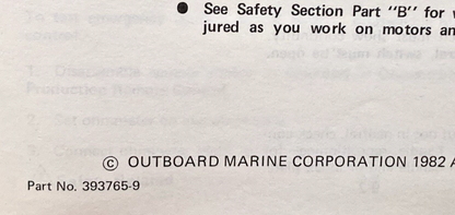 NEW GENUINE OMC 393765-9 SECTION NINE 2 THRU V-6 MODELS SERVICE MANUAL 1982