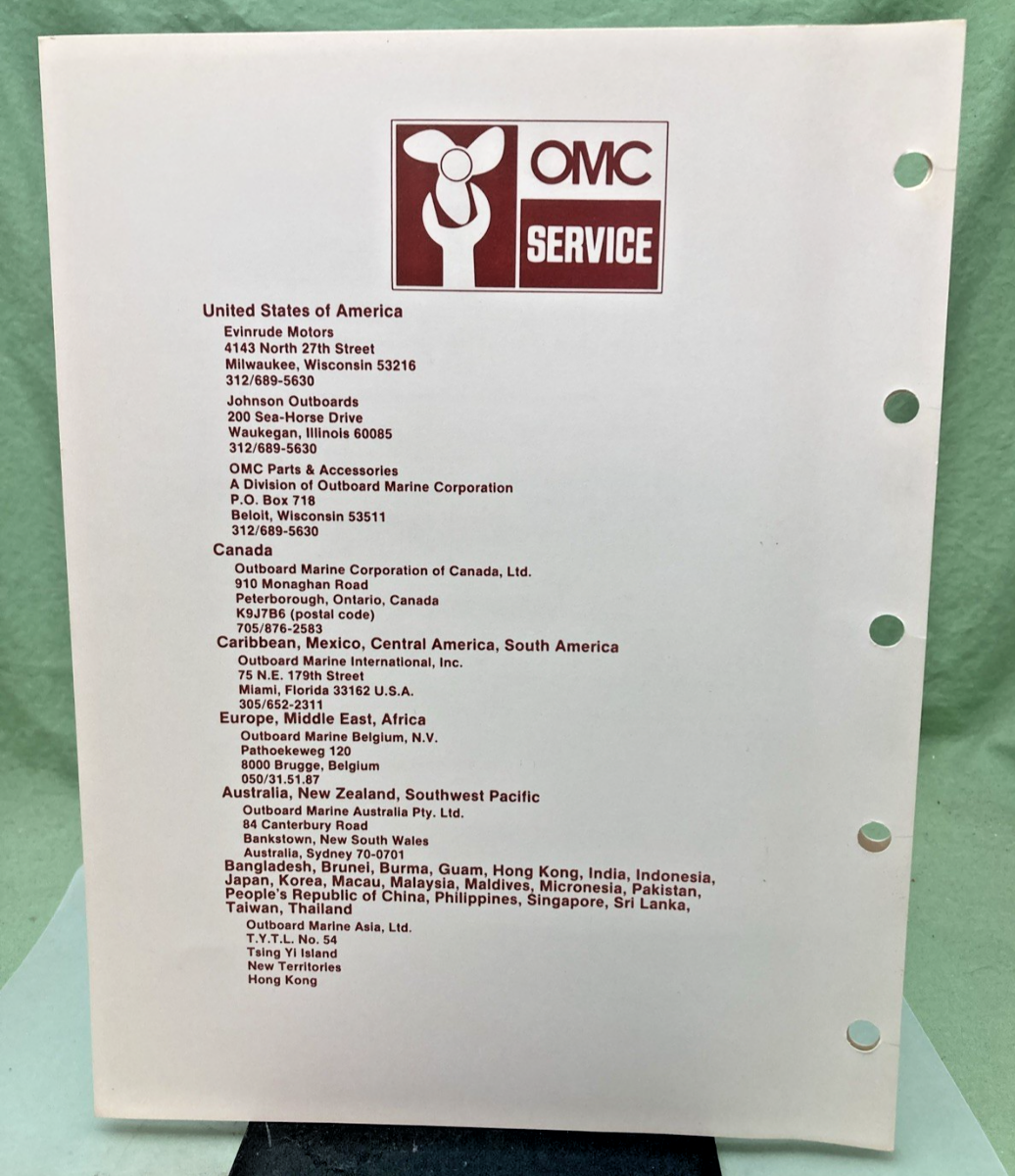 NEW GENUINE OMC 328262 SPECIAL TOOLS DEALER ORDER FORM 1982