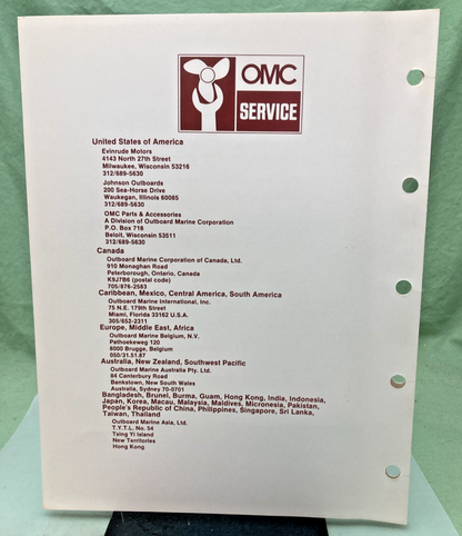 NEW GENUINE OMC 328262 SPECIAL TOOLS DEALER ORDER FORM 1982