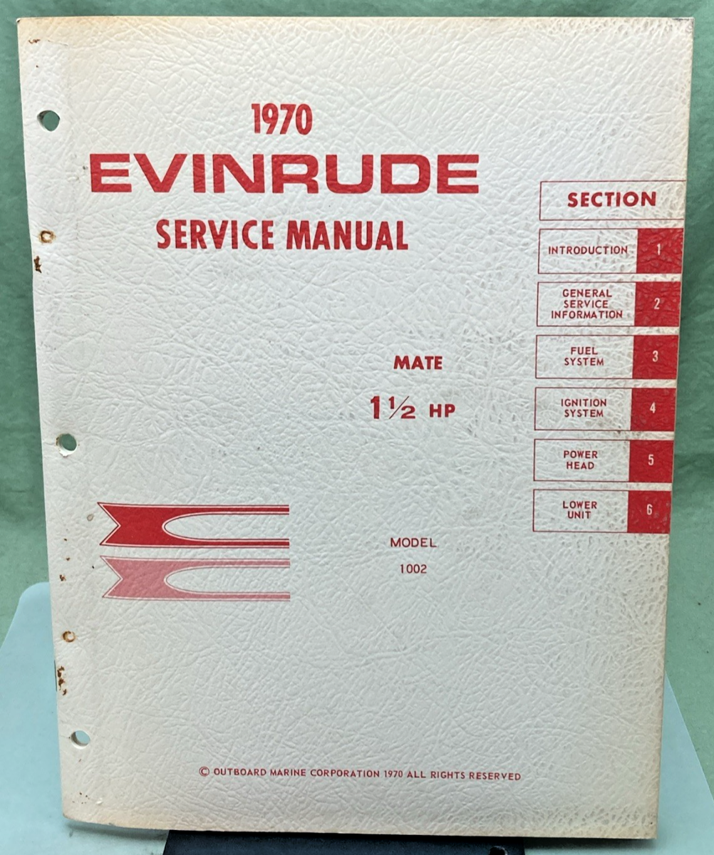GENUINE EVINRUDE 4681 MATE 1-1/2 HP MODEL 1002 SERVICE MANUAL 1970