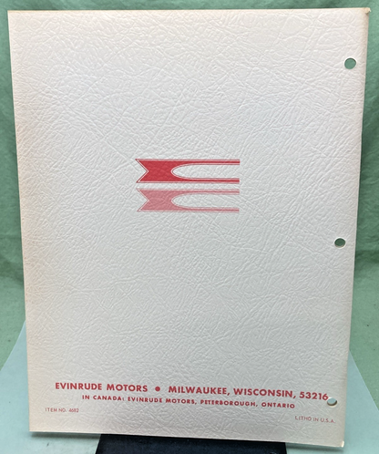 NEW GENUINE EVINRUDE 4682 LIGHTWIN YACHTWIN 4 HP SERVICE MANUAL 1970