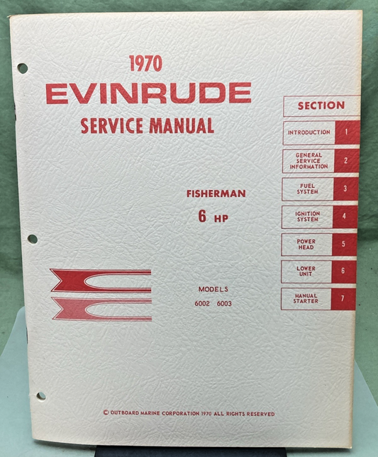 NEW GENUINE EVINRUDE 4683 FISHERMAN 6 HP SERVICE MANUAL 1970