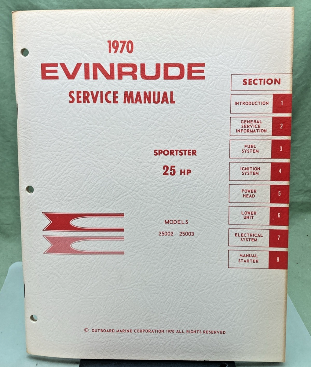 NEW GENUINE EVINRUDE 4686 SPORTSTER 25 HP SERVICE MANUAL 1970