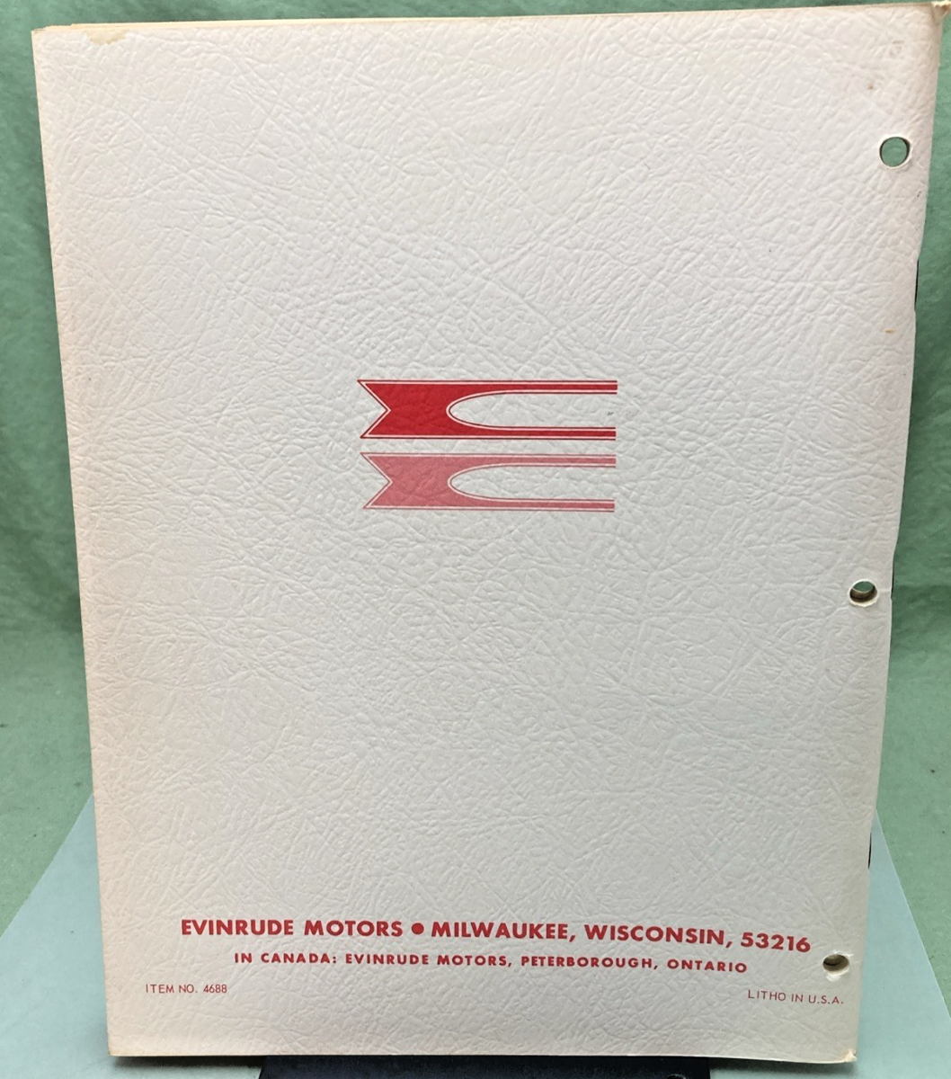 NEW GENUINE EVINRUDE 4688 BIG TWIN/BIG TWIN ELECTRIC/LARK HP SERVICE MANUAL 1970