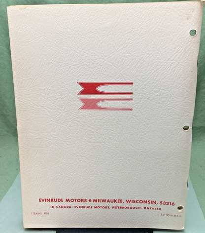 NEW GENUINE EVINRUDE 4688 BIG TWIN/BIG TWIN ELECTRIC/LARK HP SERVICE MANUAL 1970