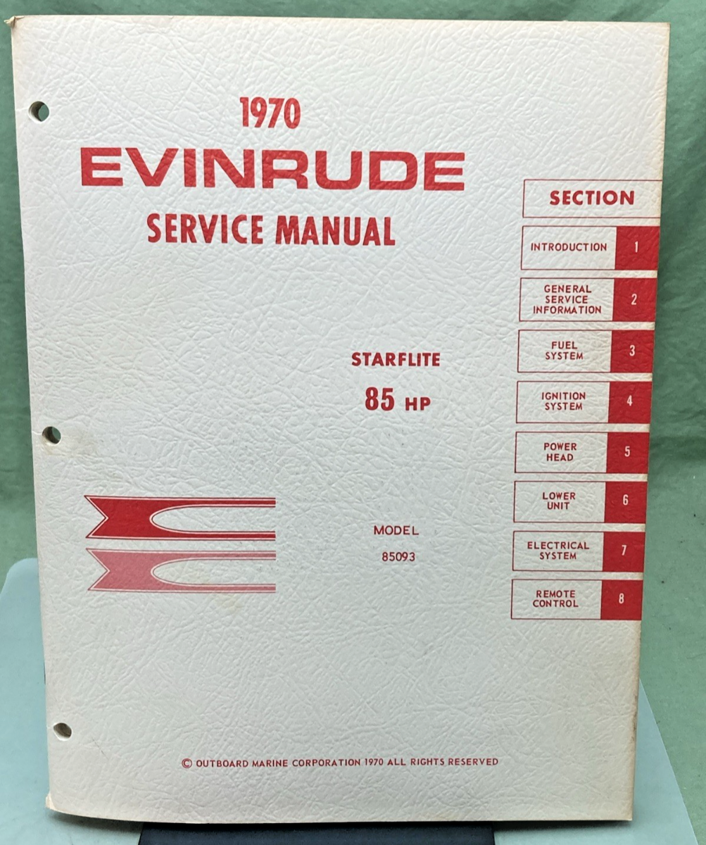 NEW GENUINE EVINRUDE 4690 STARFLITE 85 HP SERVICE MANUAL 1970