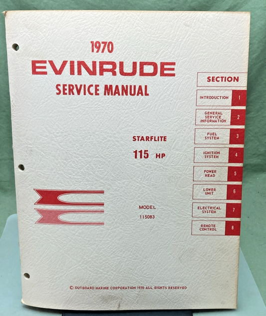 NEW GENUINE EVINRUDE 4691 STARFLITE 115 HP SERVICE MANUAL 1970