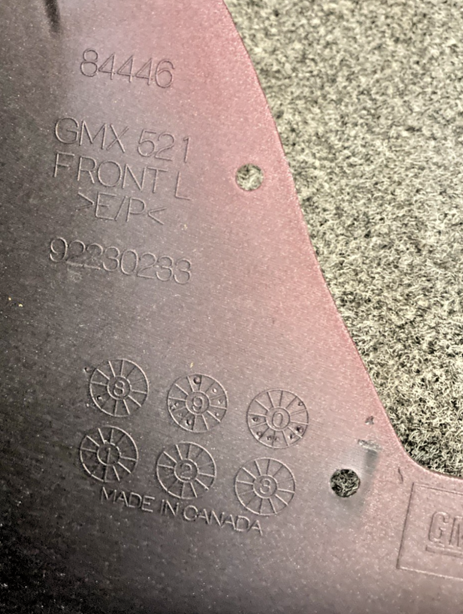 NEW GENUINE GM 92230233/92230230 MUD FLAPS FRONT(1) REAR(2), 2010-2012 CAMARO