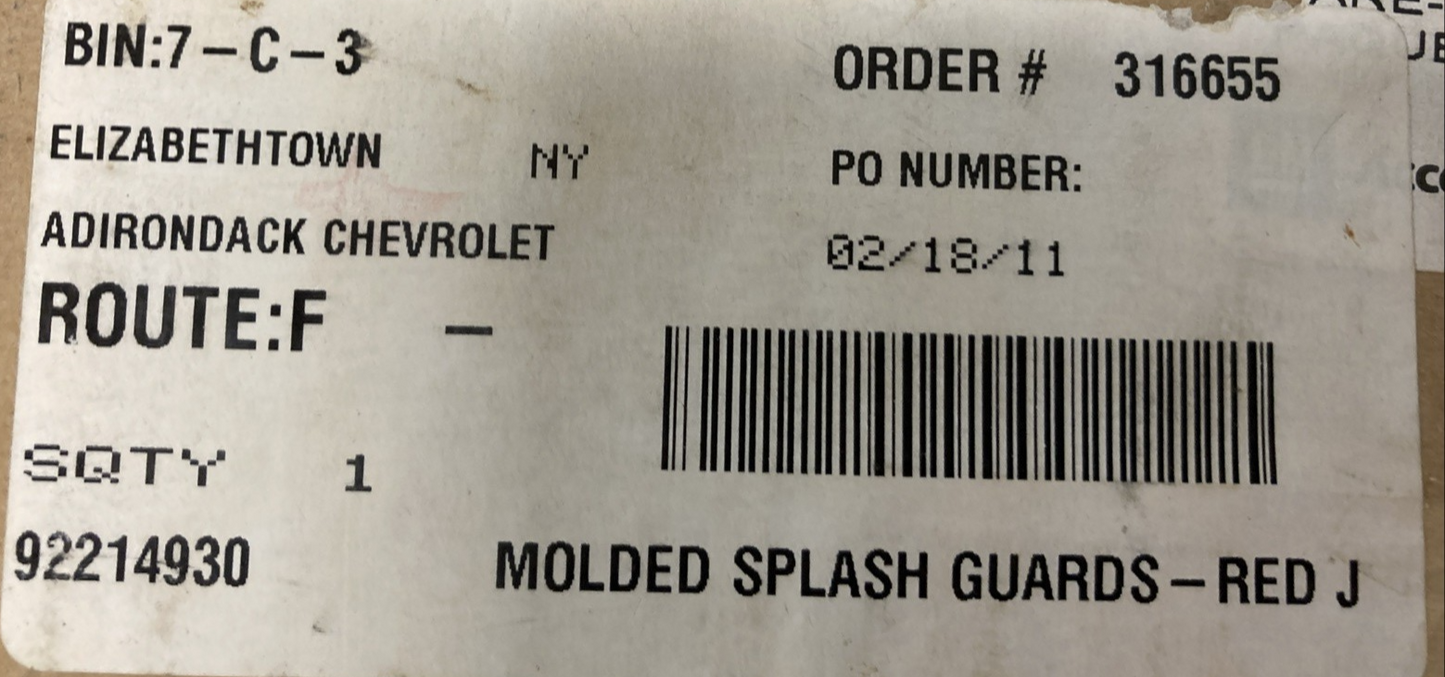 NEW GENUINE GM 92230233/92230230 MUD FLAPS FRONT(1) REAR(2), 2010-2012 CAMARO
