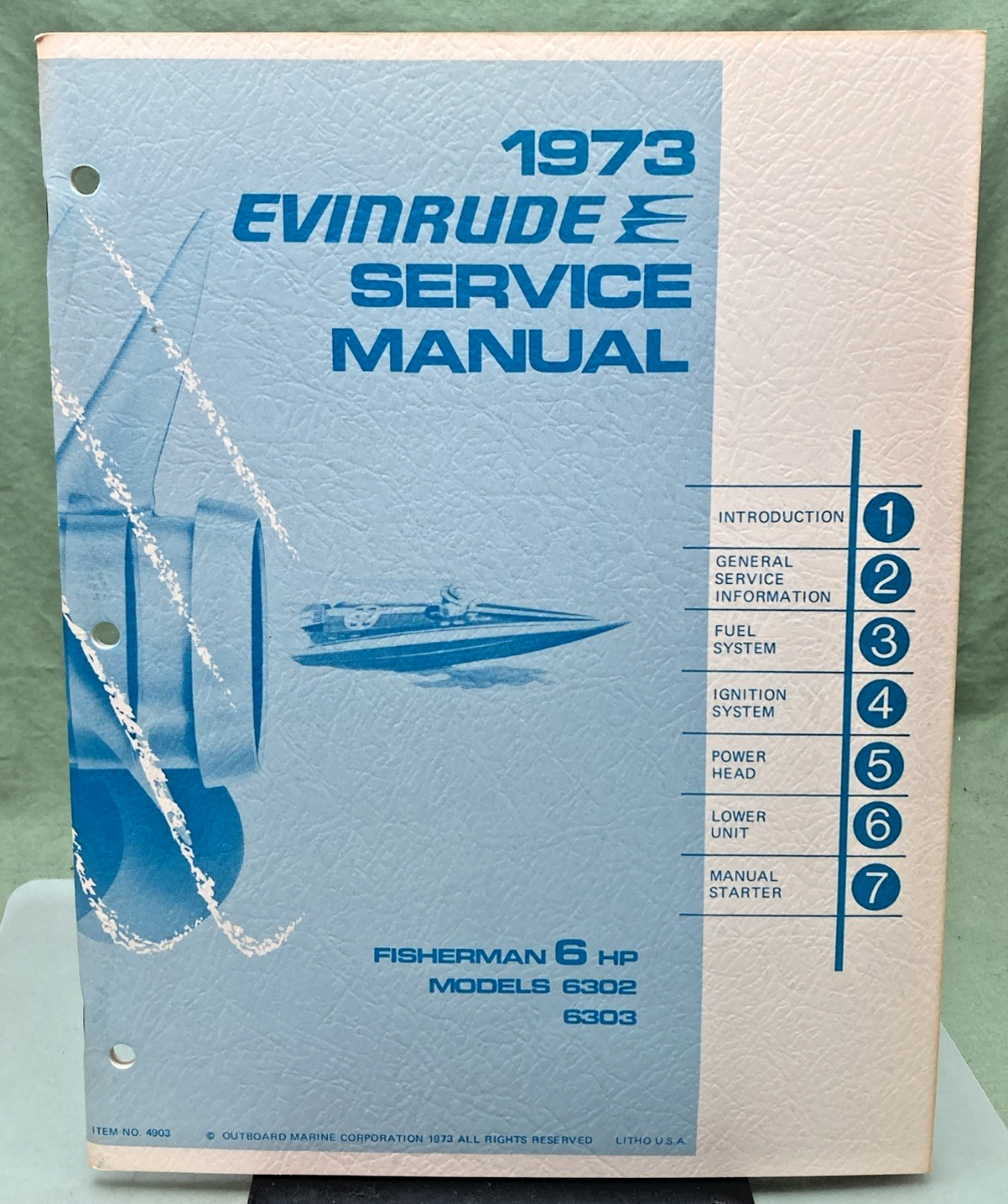 NEW GENUINE EVINRUDE 4903 FISHERMAN 6 HP SERVICE MANUAL 1973
